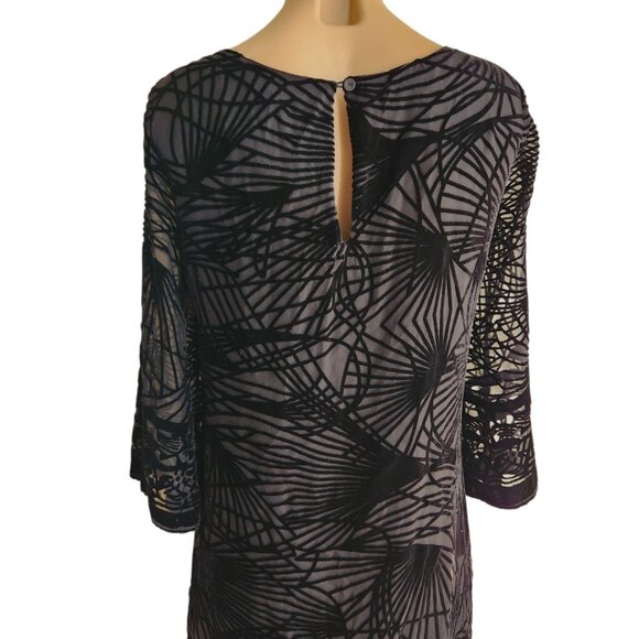 NWT Max Studio Graziella Velvet Burnout Silk Blend Black Dress Petite XSP - Picture 5 of 10